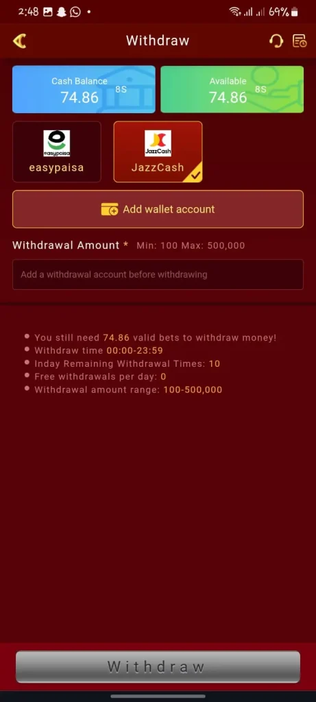 hot77 Deposit and Withdrawal